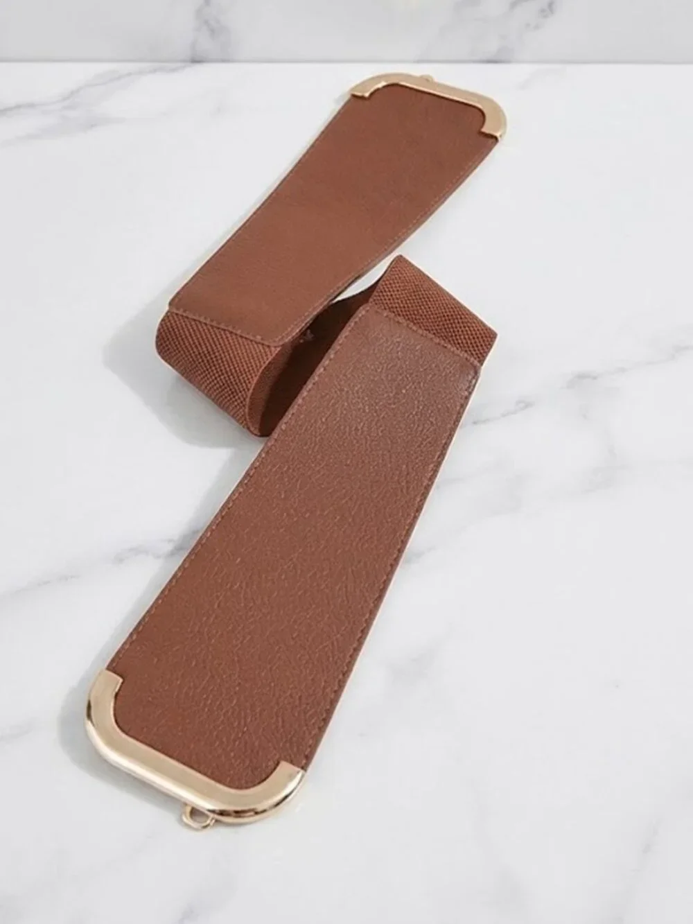 Ladies Brown Oversized Stretch Belt - 30.5 Inches